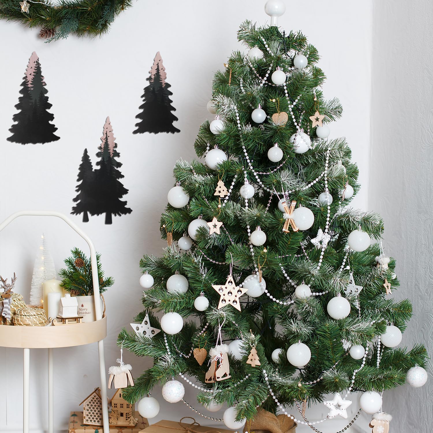 Lumncomfor nursery wall art pine trees adds calming woodland accents.
