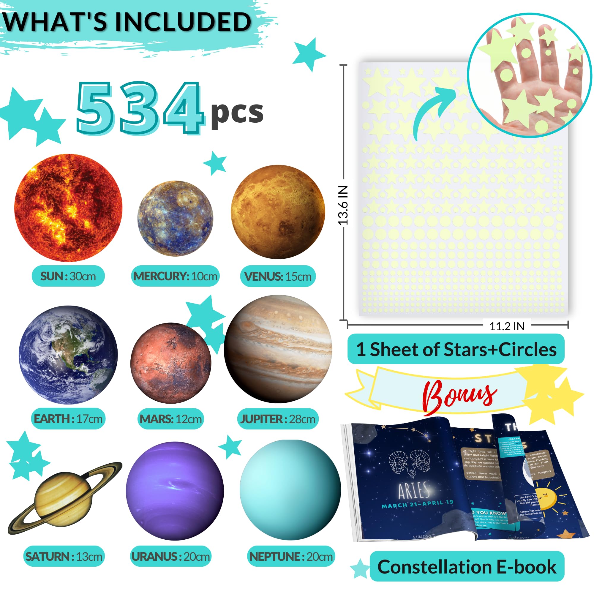 LUMOSX glow-planets-collection eight planets for space learning
