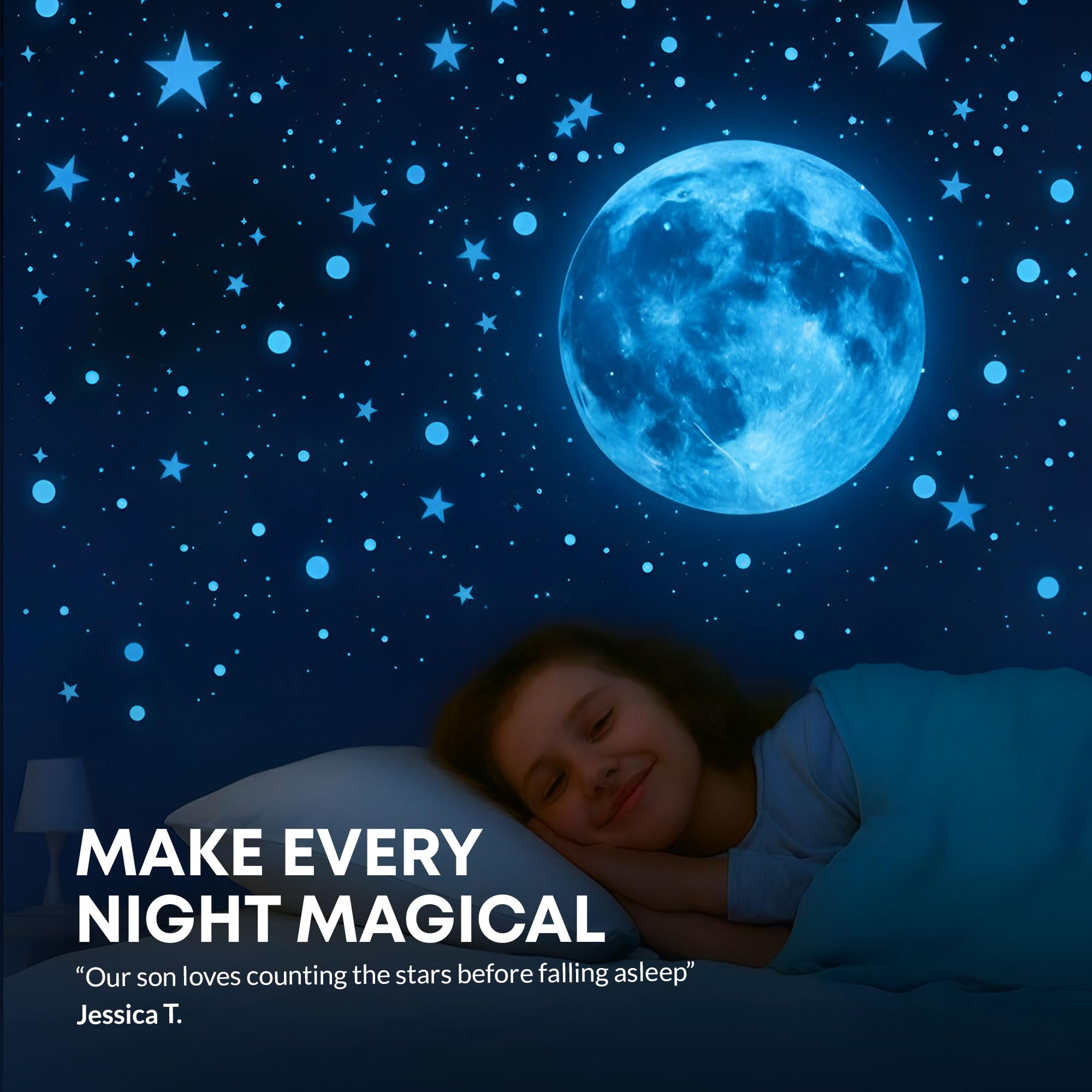 LUMOSX glow stars three sizes enable depth in kids' rooms for immersive stargazing
