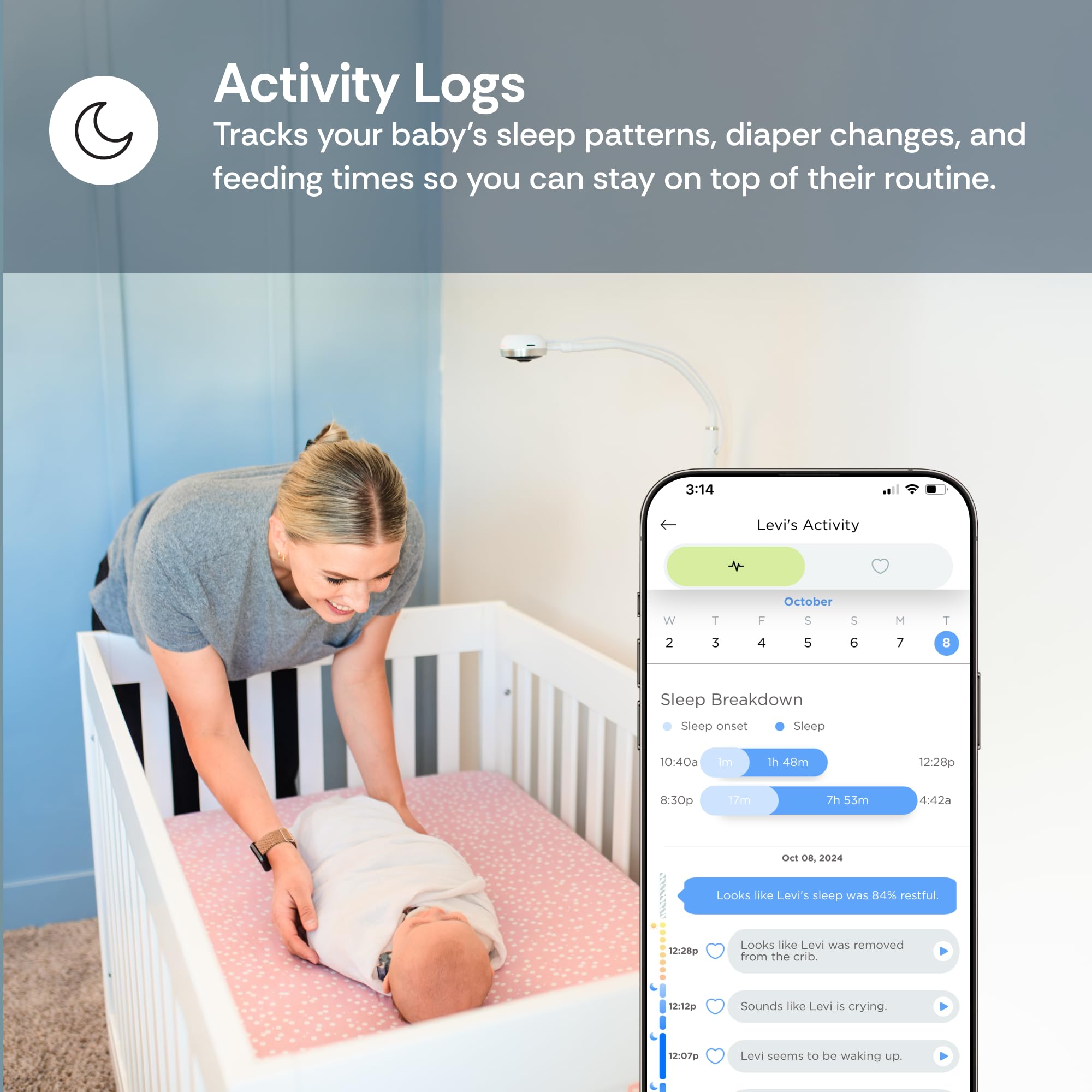 Luna Home Luna cry detection alerts you to your baby's cries.