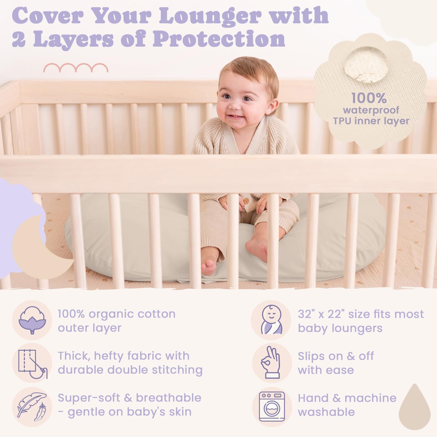 Lunapuer color pack image features gray, off-white, sage options for versatile nurseries.
