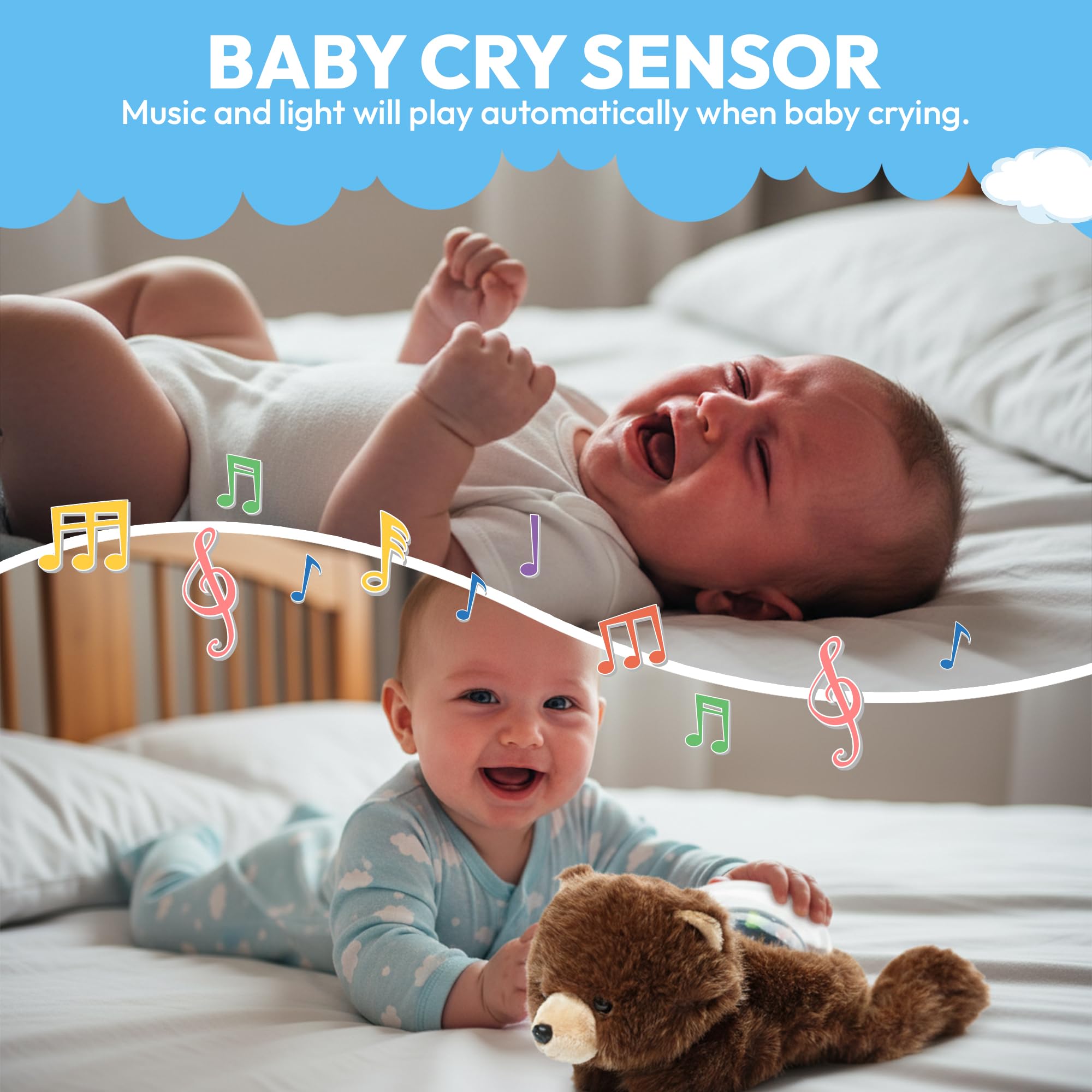 Lunapuer Sound Sleepers Bear rechargeable battery keeps nights hassle-free.