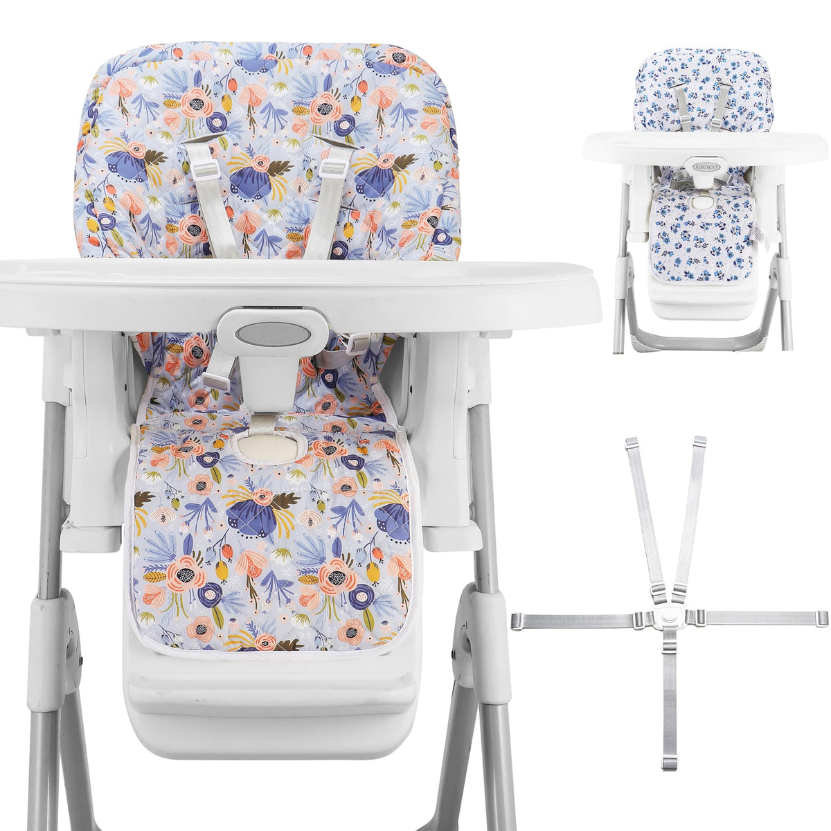 Lunobubo baby high chair cover close-up padding for comfortable meals.