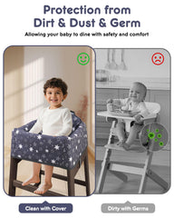 Lunobubo Baby High Chair Cover universal fit adapts to most standard high chairs for on-the-go use.