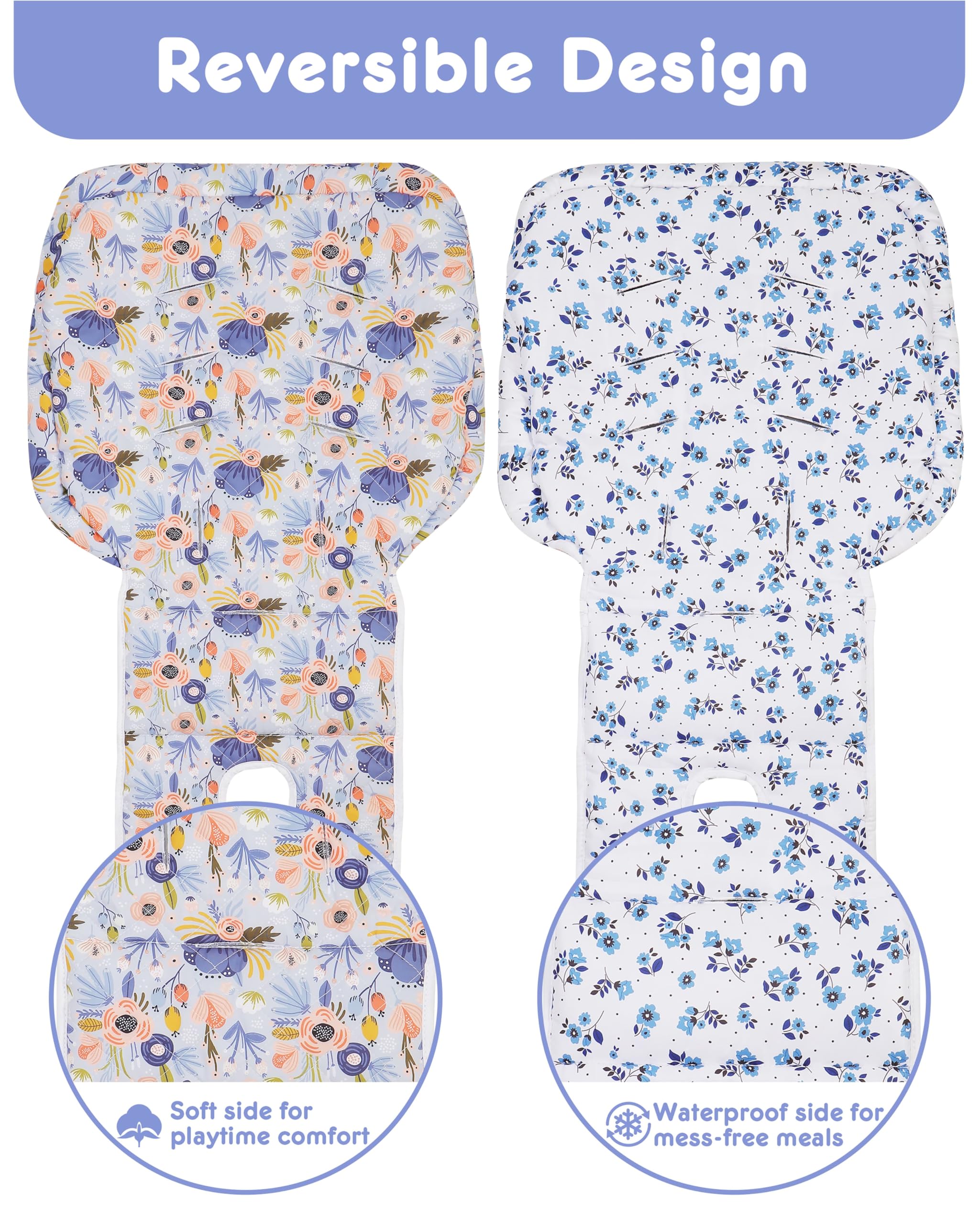 Lunobubo universal-fit high chair cover compatible with Graco, Nuby and Ikea.