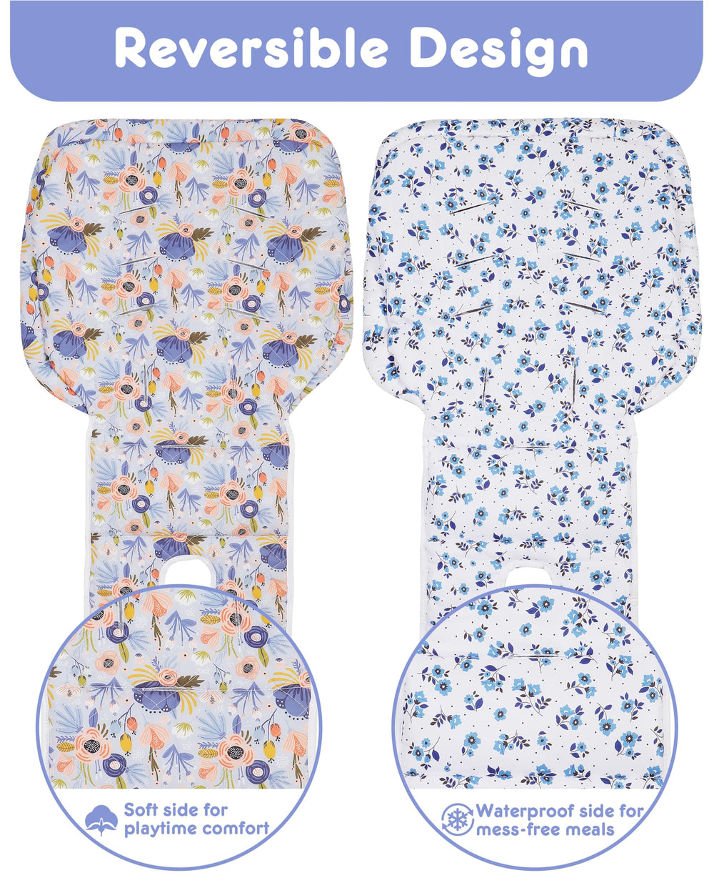 Lunobubo universal-fit high chair cover compatible with Graco, Nuby and Ikea.