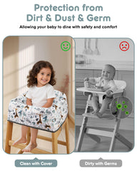 Lunobubo high chair cover 3point harness enhances safety and keeps baby secure