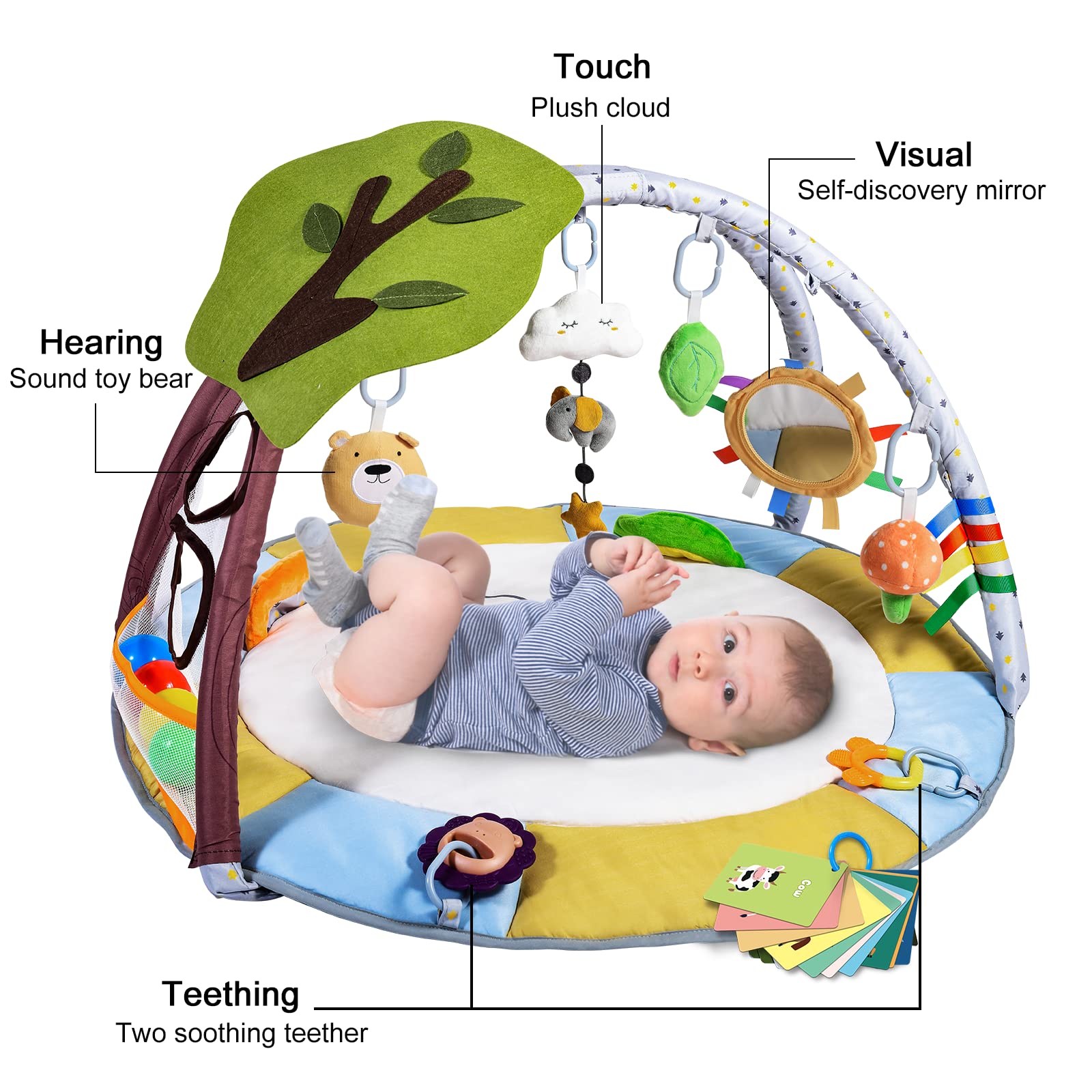 Lupantte Baby Gym colorful balls promote grasping and cooperative ball pit play.