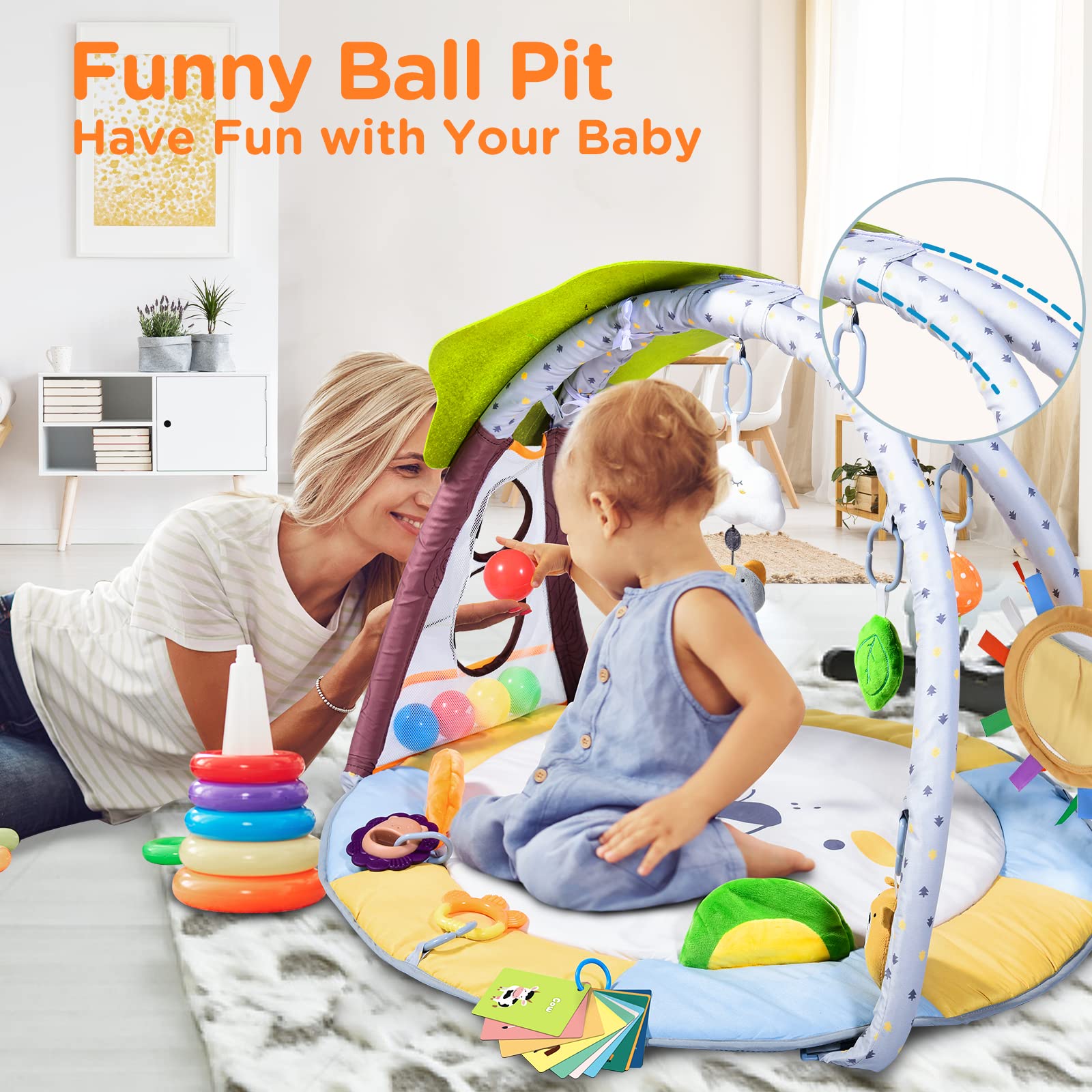 Lupantte Baby Gym lion ears toy enhances audio exploration and tactile fun.