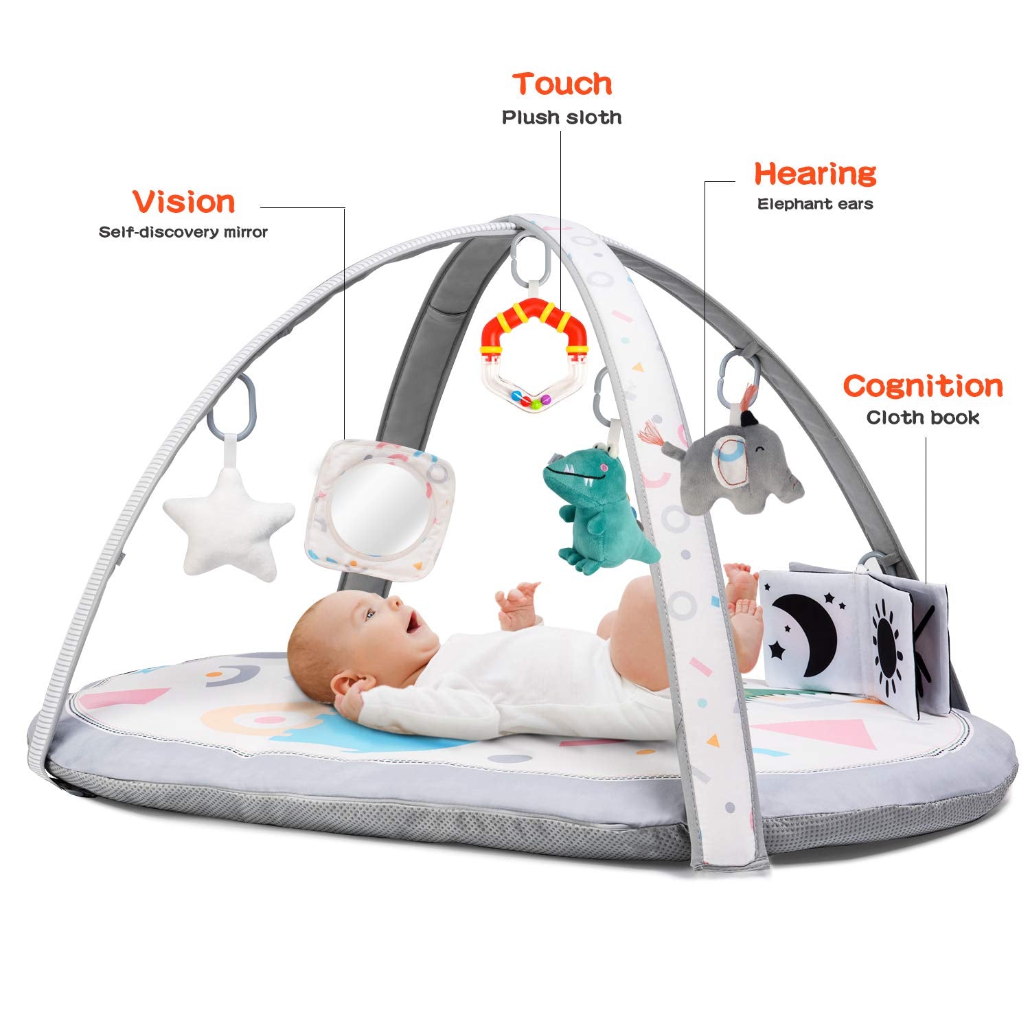 Lupantte organic cotton star toy adds softness and visual interest for tracking.