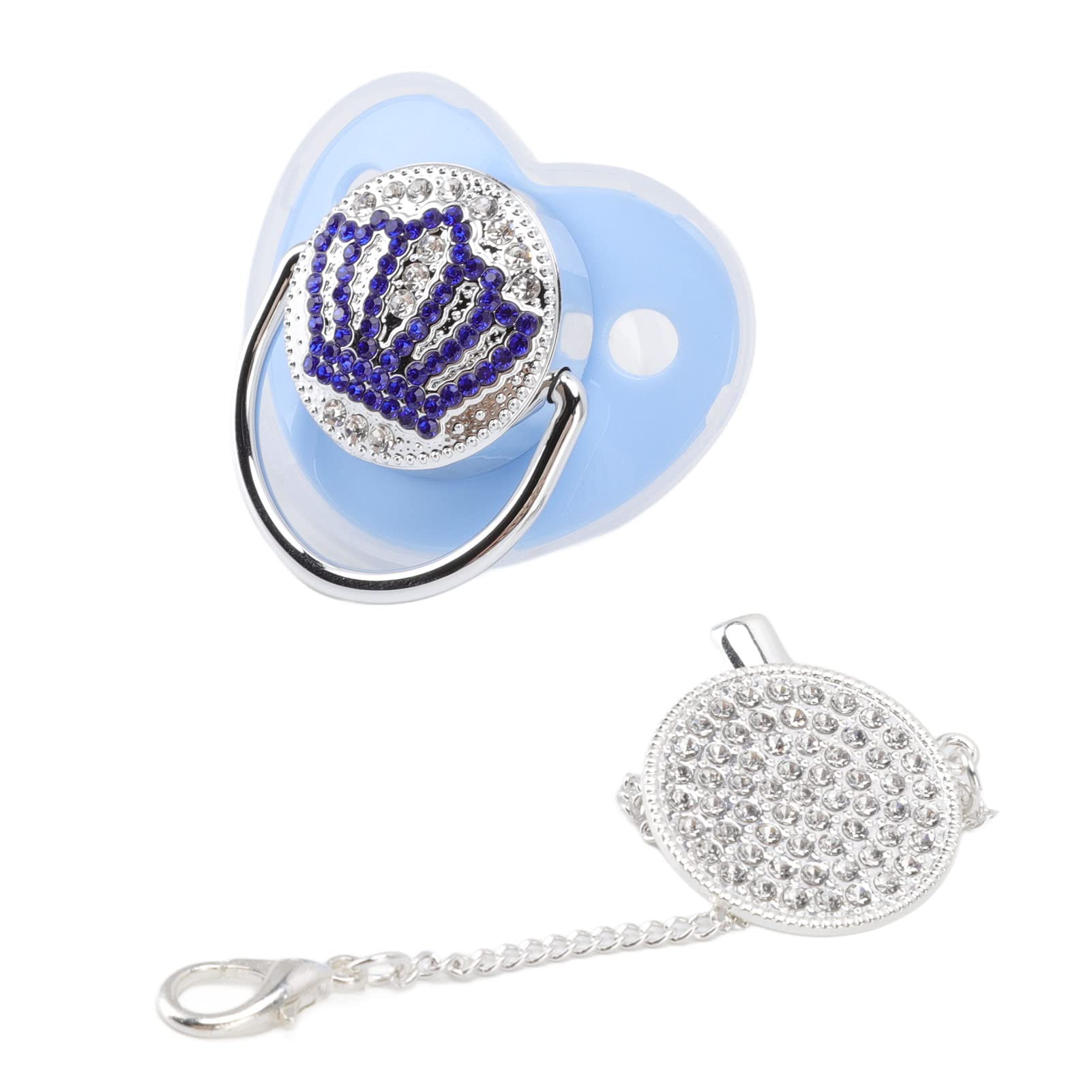 Luqeeg bling pacifier heart shape blue delivers gentle soothing comfort.