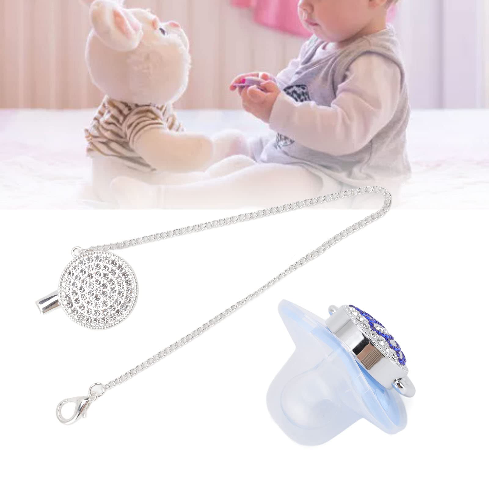 Luqeeg bling pacifier ultra-soft silicone material provides tender mouthfeel and comfort.
