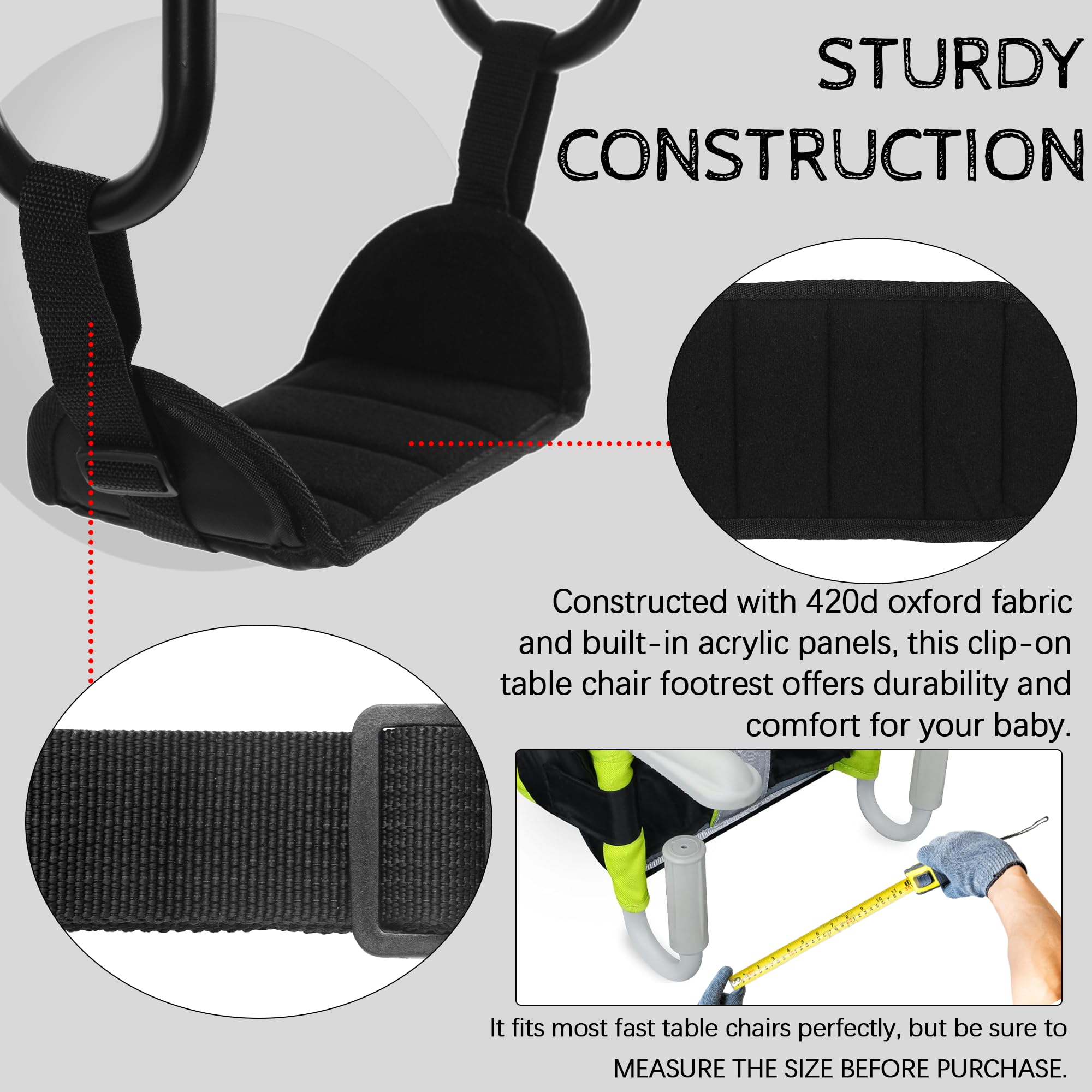 LuQiBabe adjustable-height footrest mechanism adapts as your baby grows.