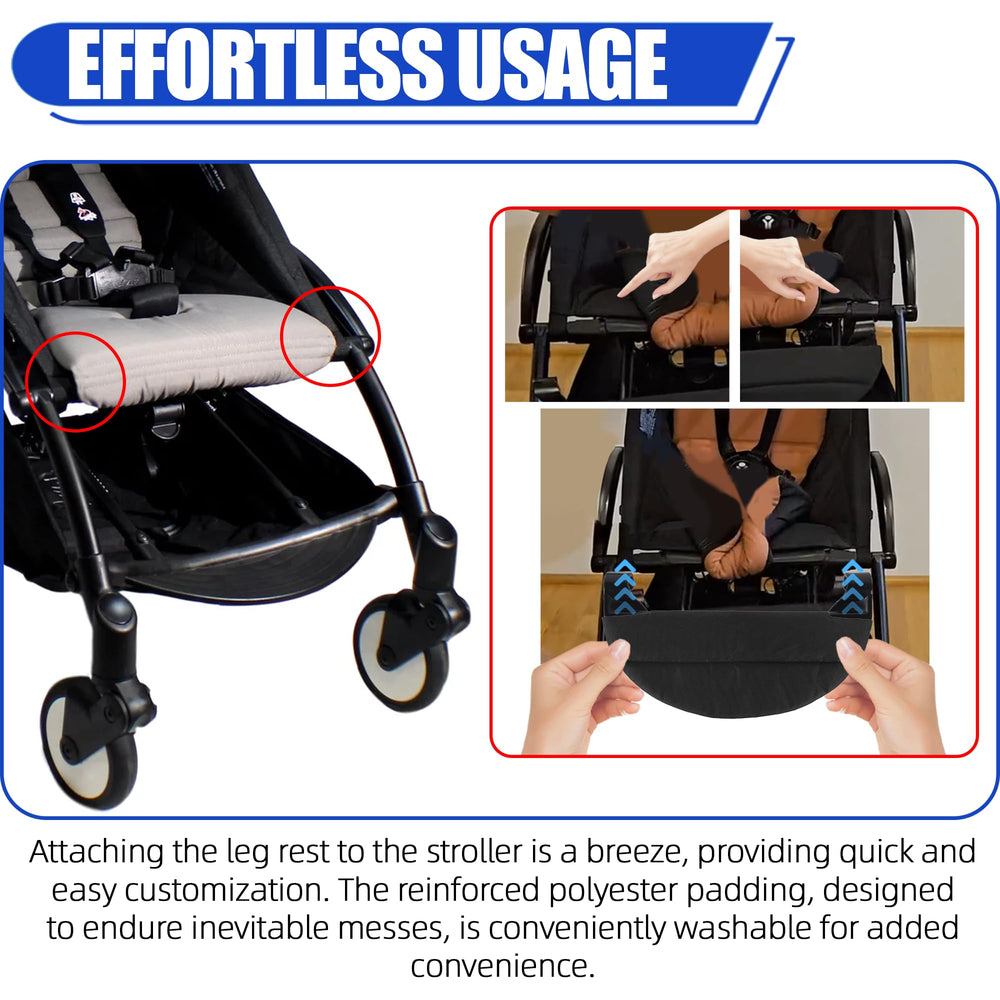 LuQiBabe leg rest in use on YOYO, compatible with one-handed folding