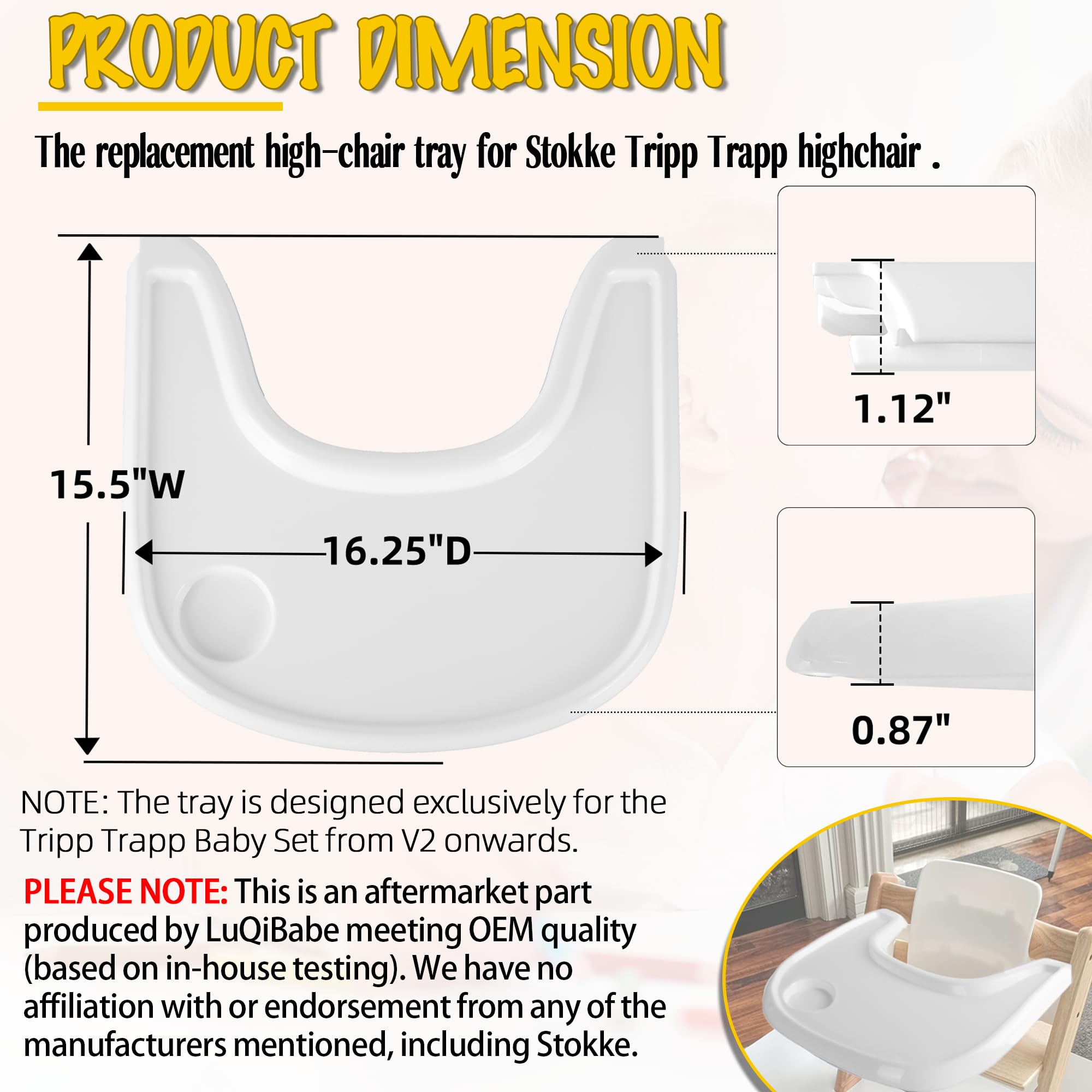 LuQiBabe Tripp Trapp tray cup holder keeps drinks within reach during meals.