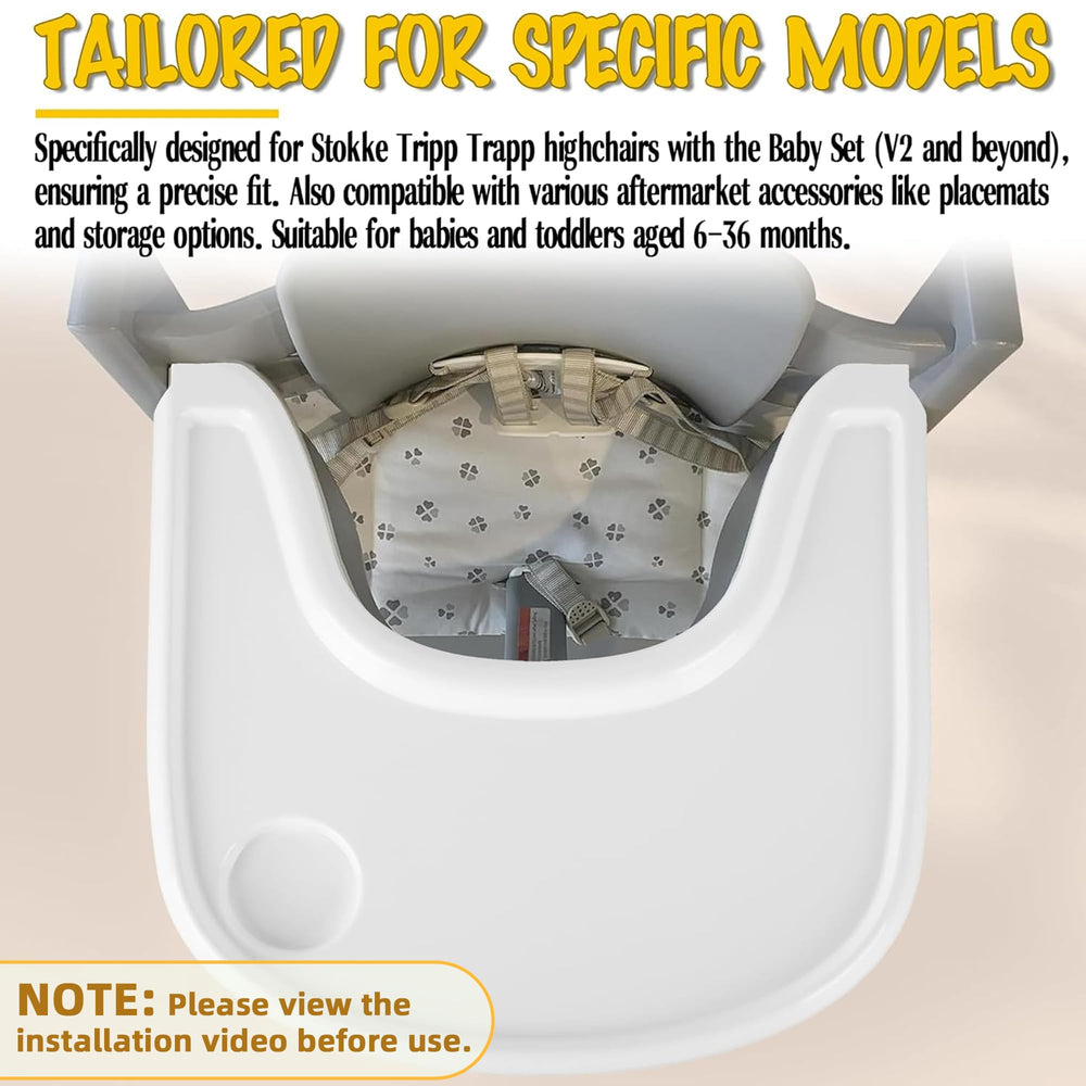 LuQiBabe Tripp Trapp tray fit-v2 highlights precise compatibility with newer models.