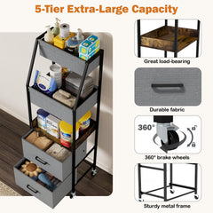 Lurgno diaper caddy cart wood panel detail highlighting sturdy frame