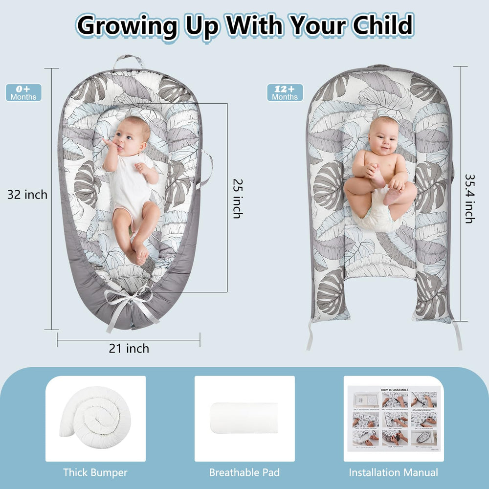 Lurui Baby Lounger features hidden zipper for easy cleaning.