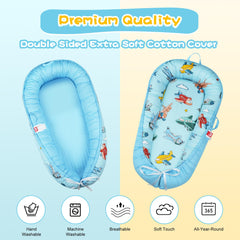 Lurui Baby Lounger features hidden bottom zipper for easy cleaning separation.