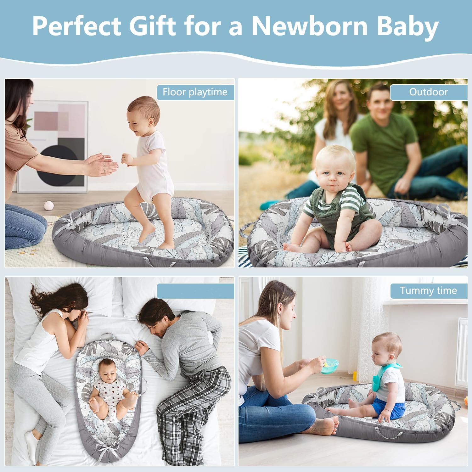 Lurui Baby Lounger portable design ideal for travel and outdoor bonding.