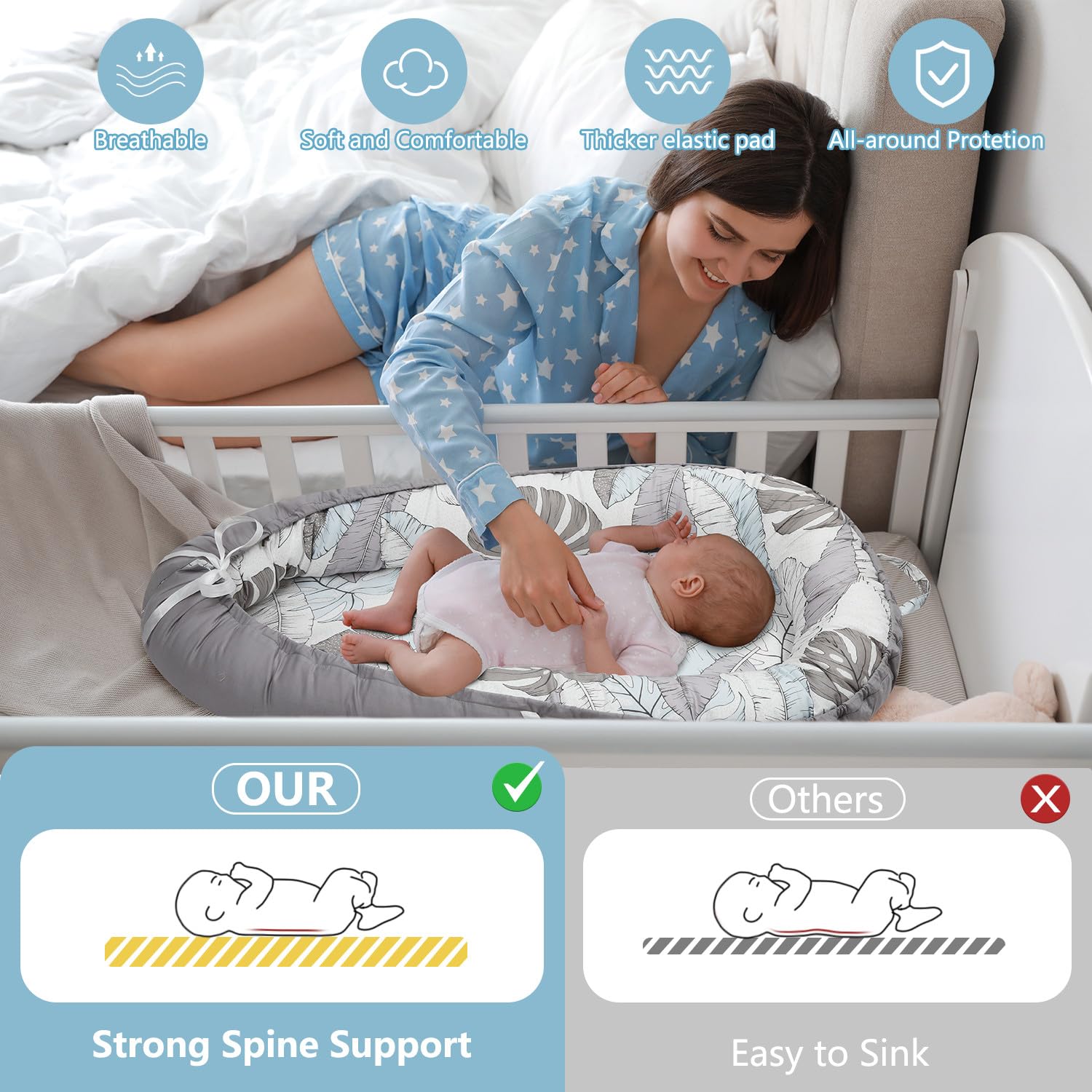 Lurui Baby Lounger provides supervised daytime comfort during play.