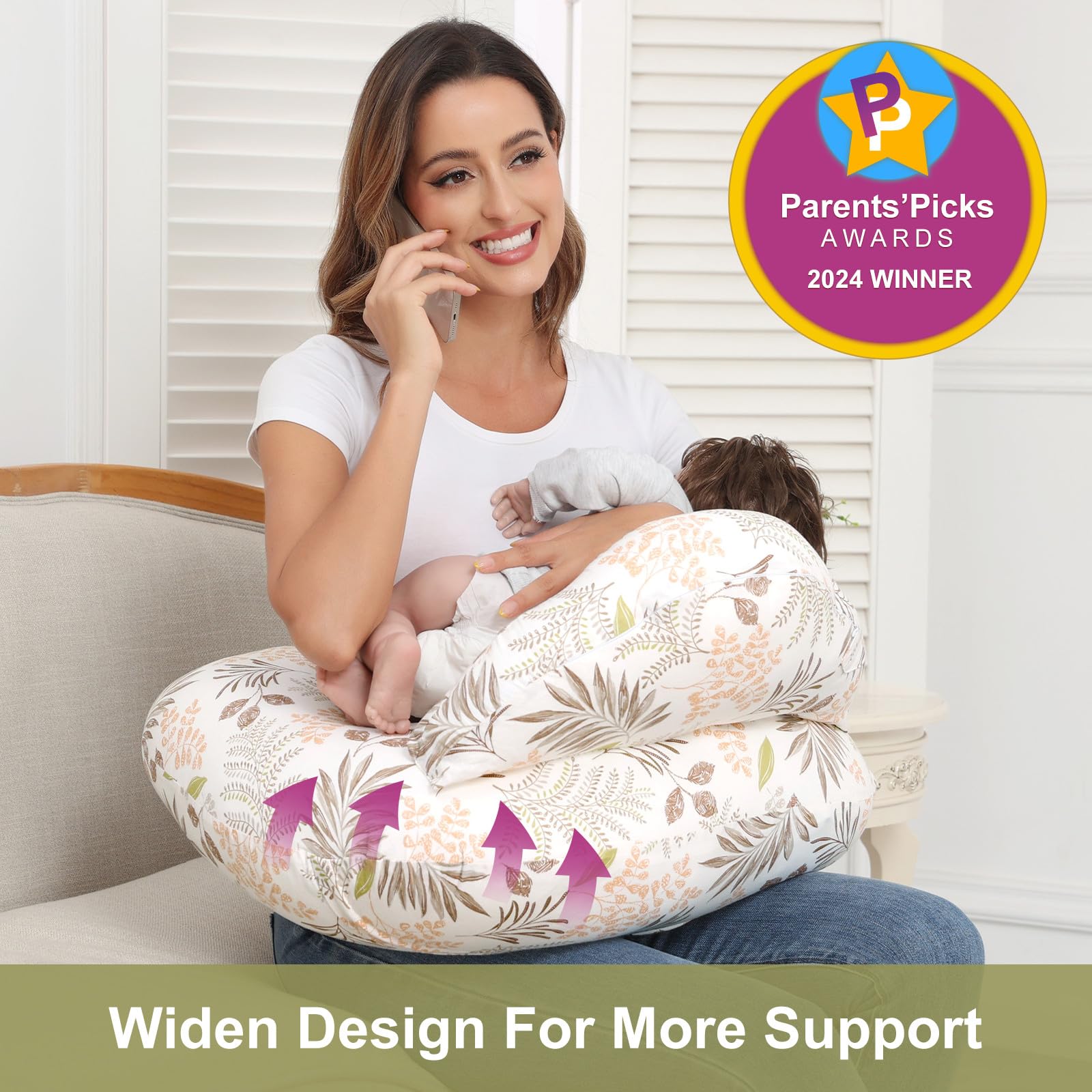 Lurui Nursing Pillow Removable Cotton Cover keeps baby's skin comfortable and is easy to machine wash.