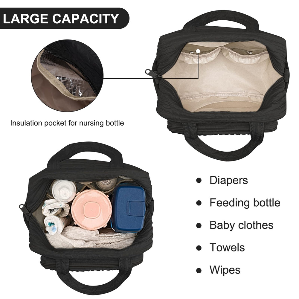 Lushandy diaper bag tote adjustable strap for shoulder, crossbody, or handbag.