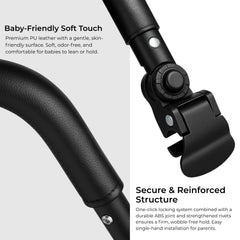 Lusinus bumper bar PU leather handle close-up highlights comfortable grip.