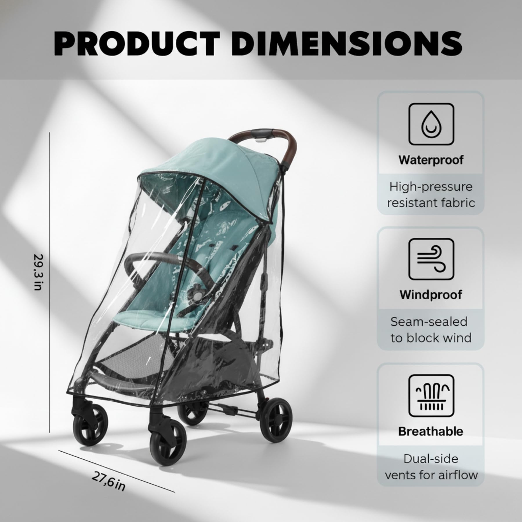 Lusinus thick EVA material highlights BPA-free, odorless protection against wind and dust while traveling outdoors.