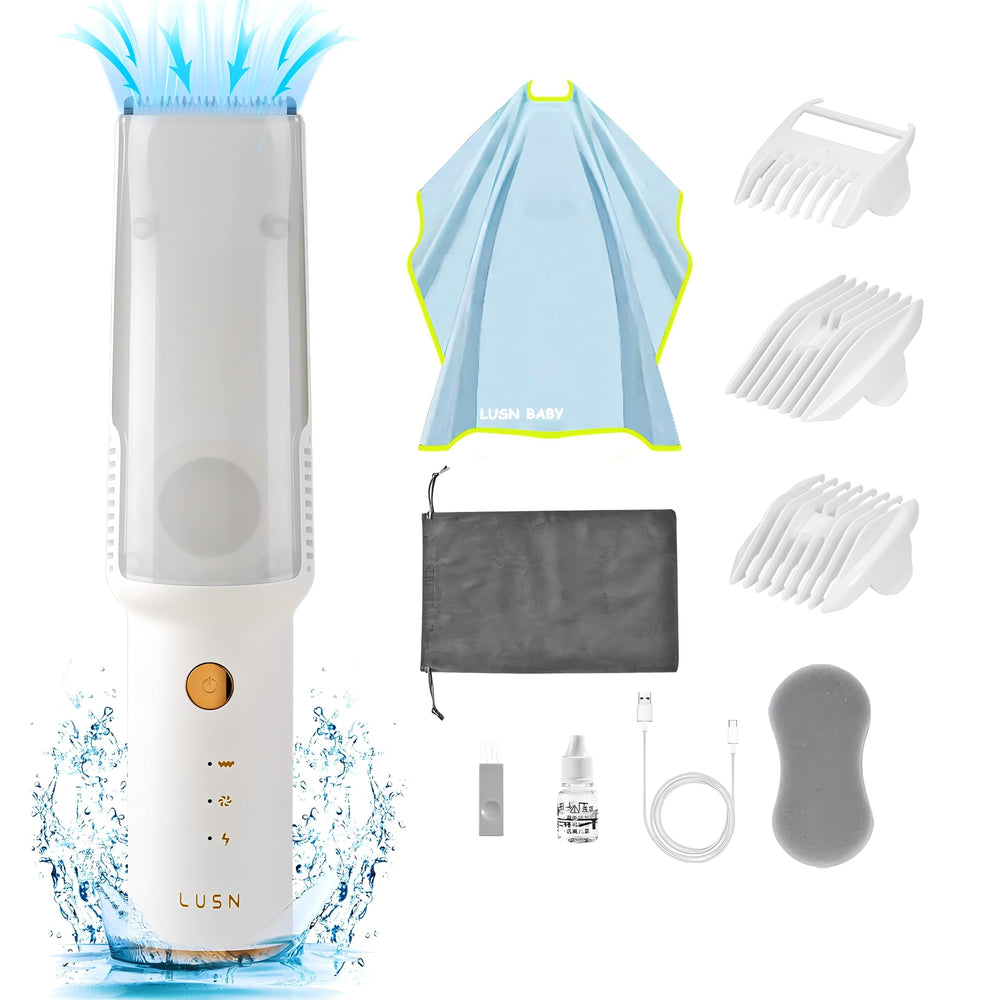 LUSN baby hair clippers with vacuum for mess-free trimming during home haircuts
