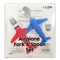 Luso Aviation Kids Airplane Fork and Spoon Set 3D round aircraft body grip design