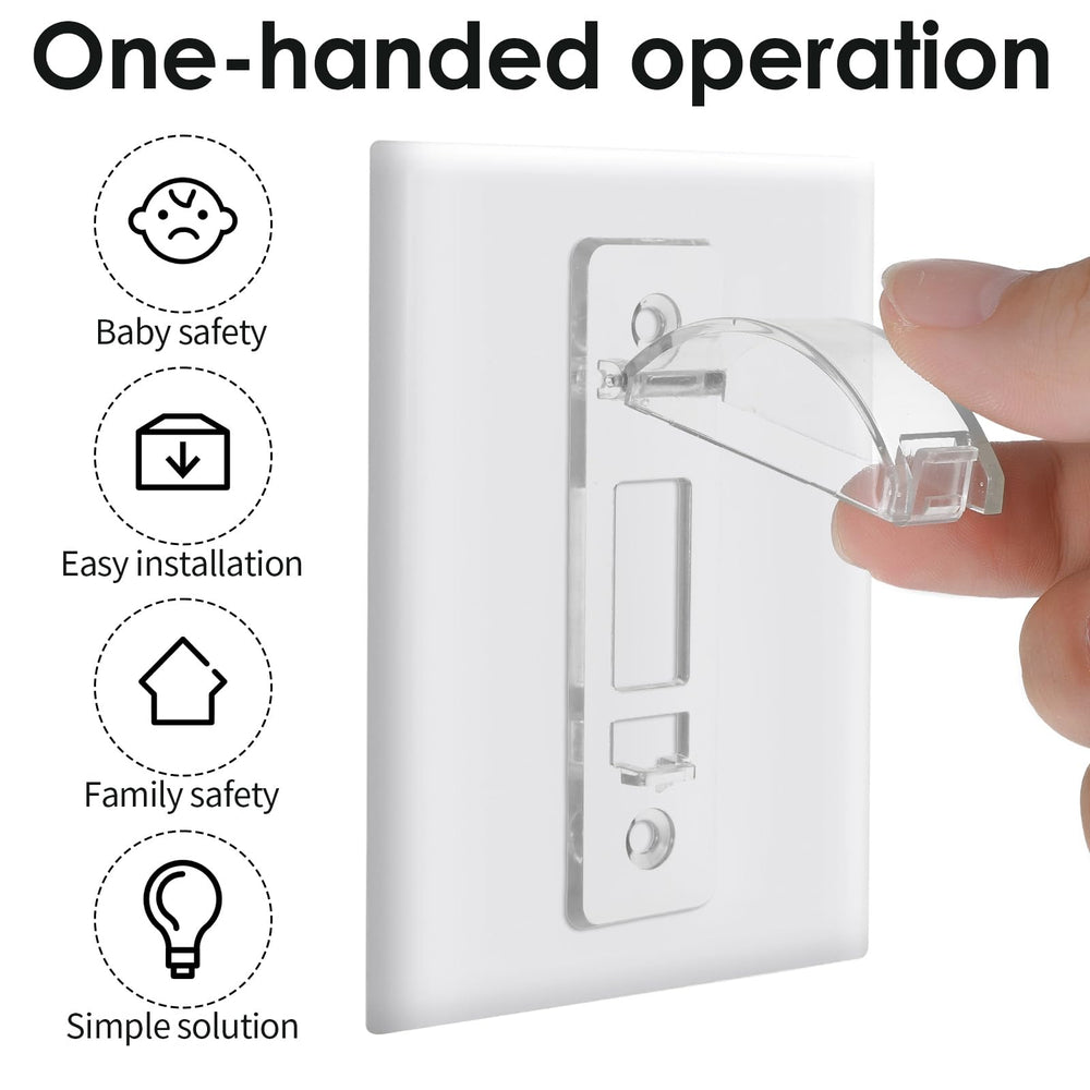 Lusofie light switch cover guard transparent panel highlights visibility and safety in rooms.