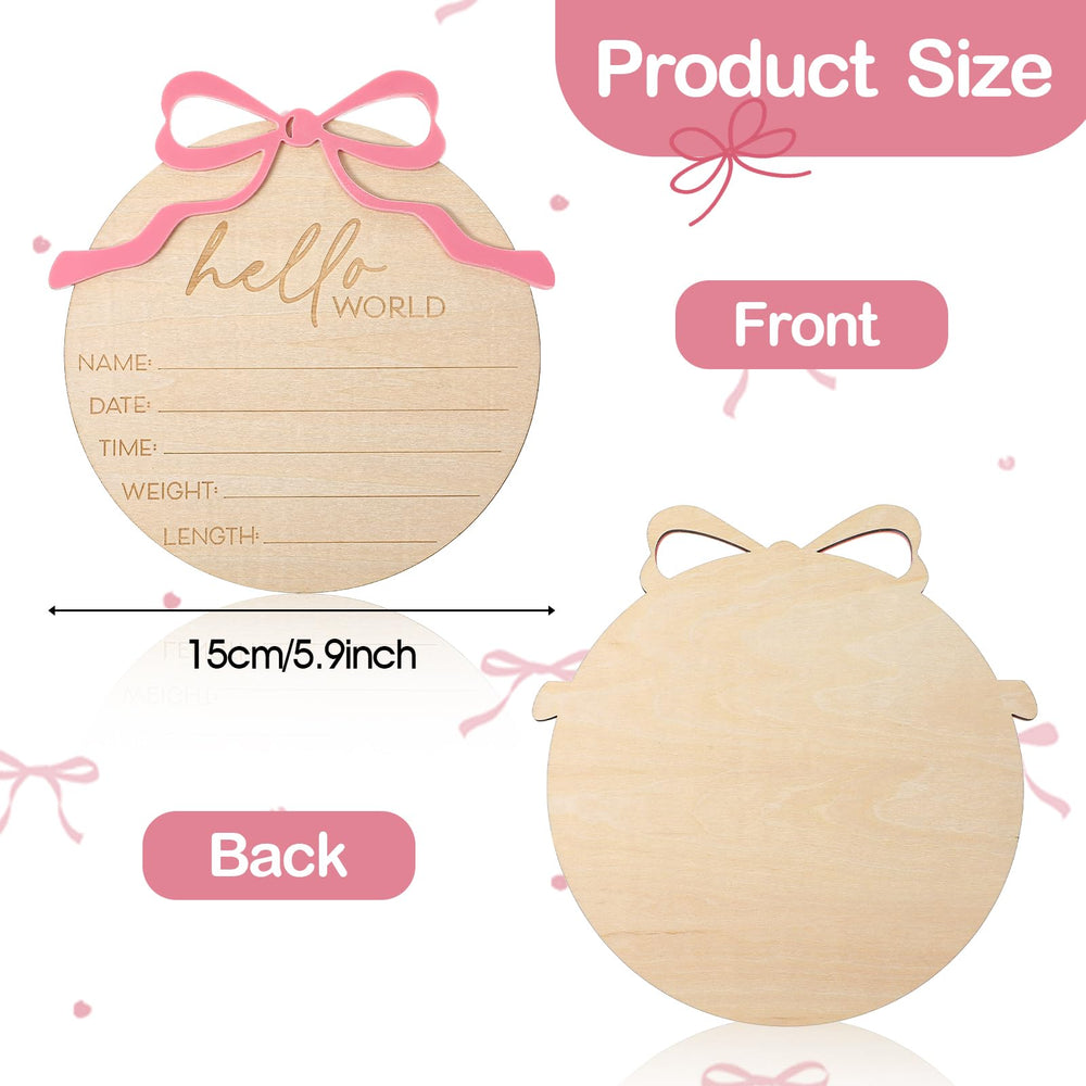 Lusofie wooden birth sign with Hello World for nursery displays.