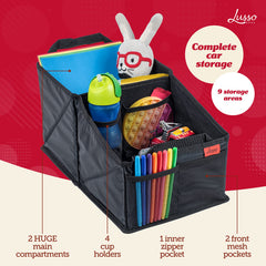 Lusso Gear 9-Compartment Organizer with cup holders for drinks