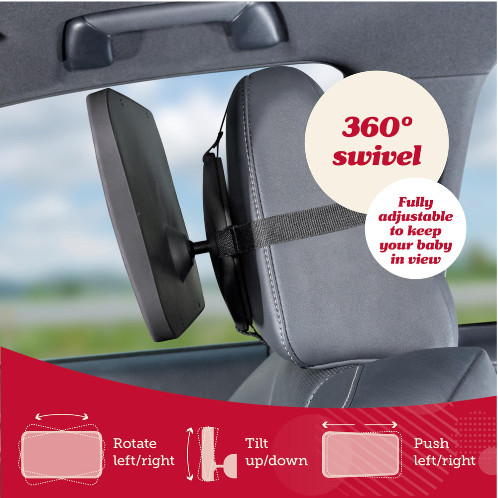 Lusso Gear 11.5-inch mirror provides expansive rear visibility.