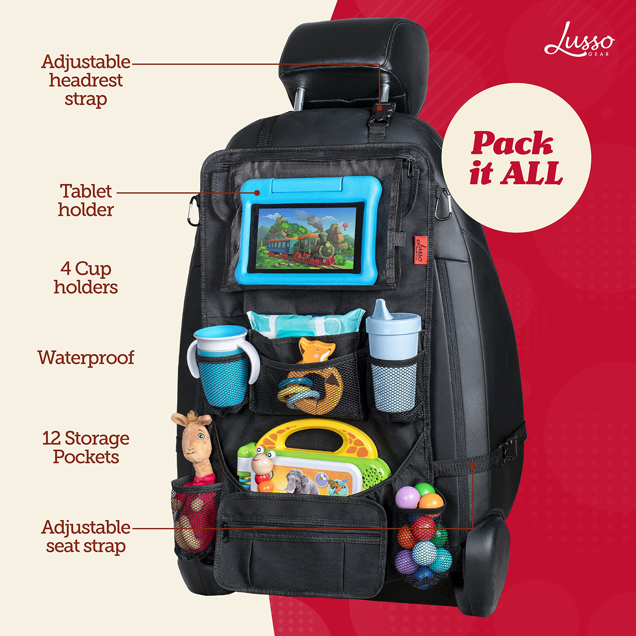 Lusso Gear reinforced corners keep the organizer stable during trips