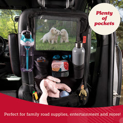 Lusso Gear backseat organizer twelve-pockets layout demonstrates versatile storage for toys and devices