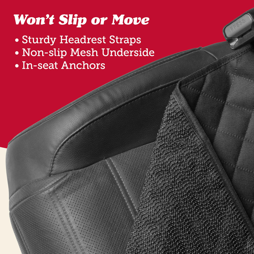 Lusso Gear backseat application demonstrates versatile placement for front or rear seats.