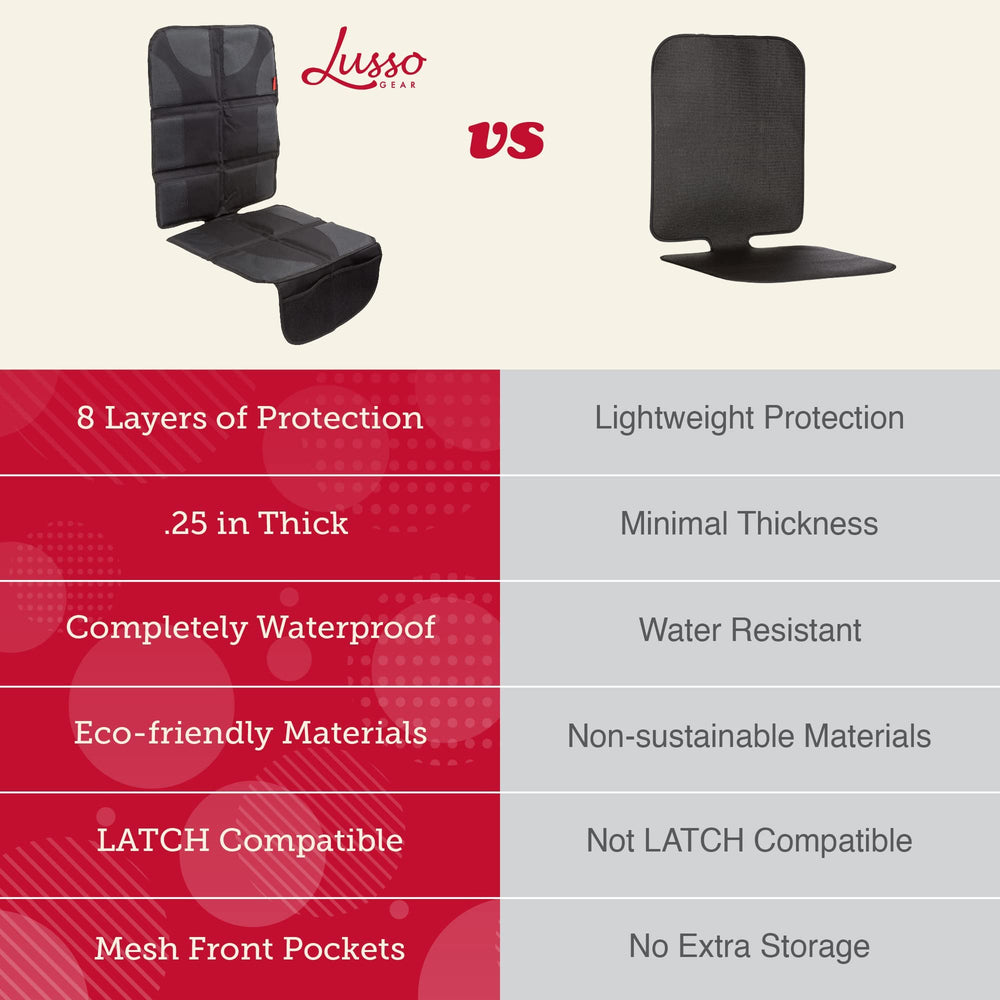 Lusso Gear mesh pockets provide toy and snack storage on trips