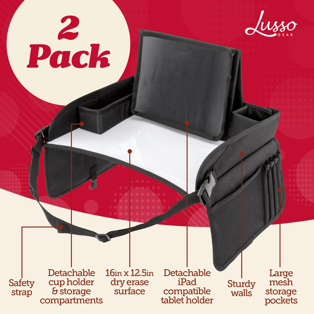 Lusso Gear Kids Lap Desk Tray table-setup shows quick organization and tablet-ready surface.