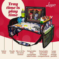 Lusso Gear Travel Tray dry-erase surface for quick activity changes and note taking.