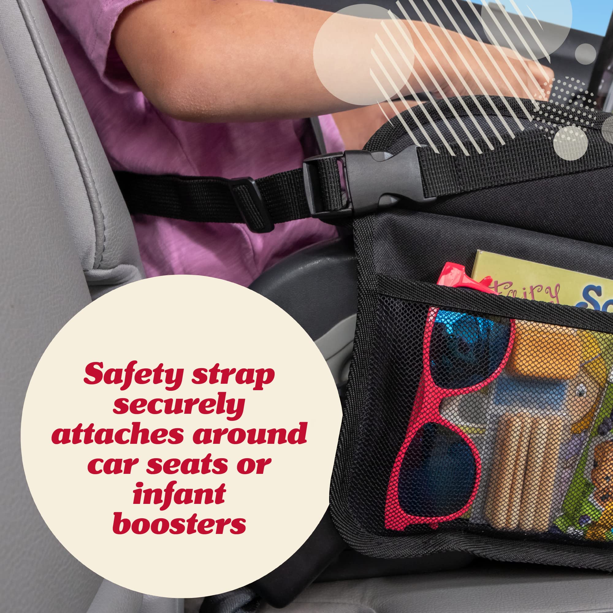 Lusso Gear floral tray fits on car seats for organized road trips