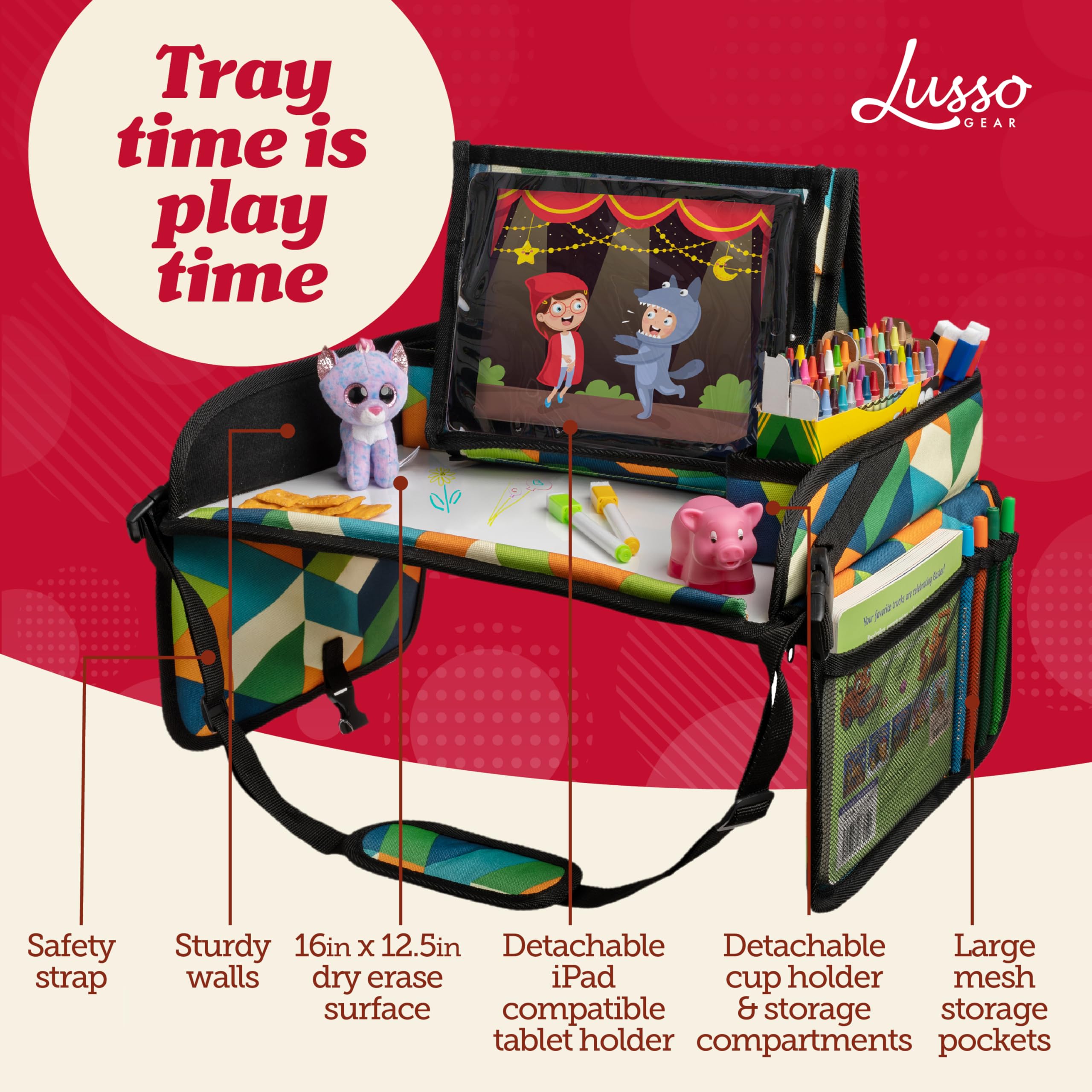 Lusso Gear Travel Tray dry-erase surface for quick art and snack planning