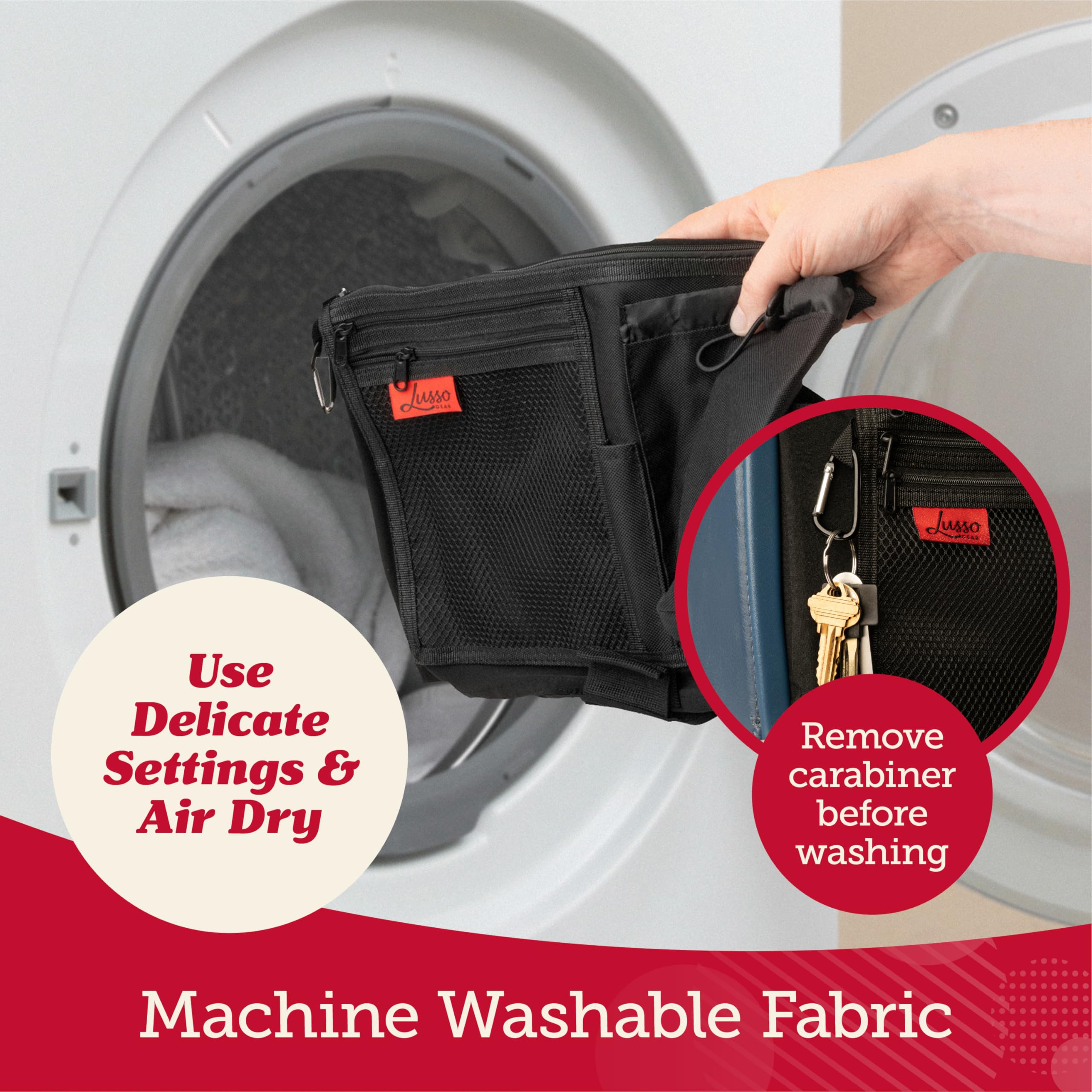 Lusso Gear tray cover easy-clean surface simplifies maintenance between trips.