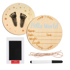 LUTER baby announcement sign blue round with ink pad for keepsake photo prop