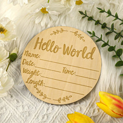 LUTER baby photo prop hello world sign for memorable nursery moments.