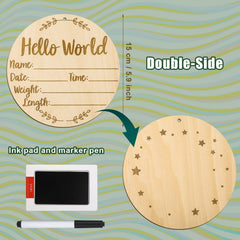 LUTER wooden birth sign two-sided design for keepsakes.