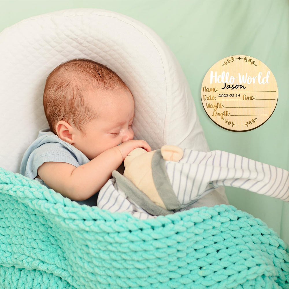 LUTER Hello World sign, ideal baby shower or hospital photo backdrop prop.