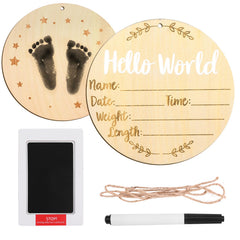 LUTER Hello World newborn sign round wooden 6in, ideal photo prop for baby announcements.