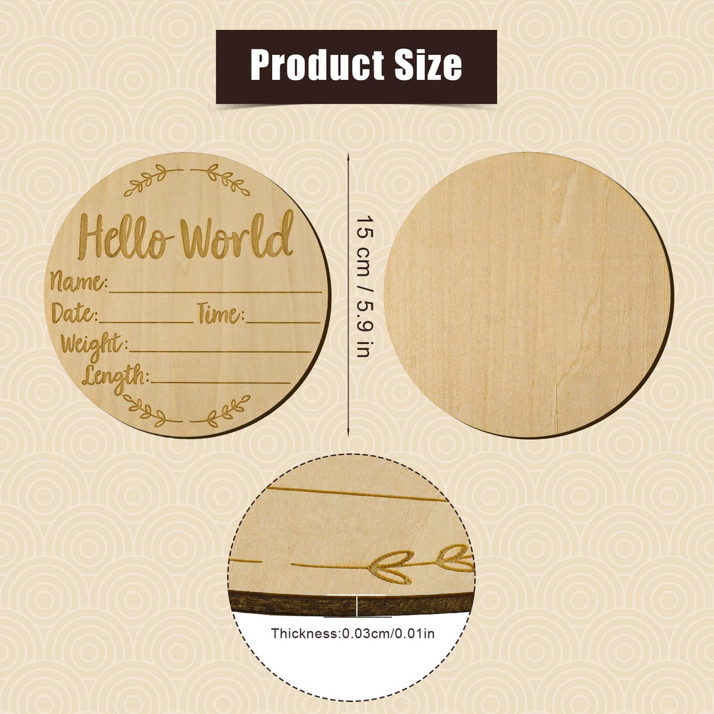LUTER round birch sign close-up, smooth surface safe for newborn photography.